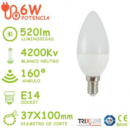 PACK 5 BOMBILLAS E14 6W A60 BLANCO CALIDO
