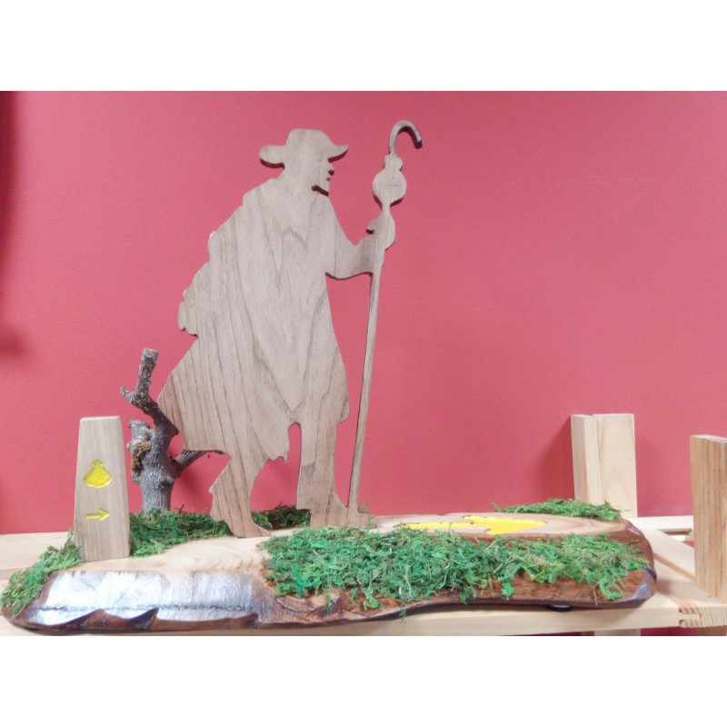 Figura peregrino camino Santiago en madera