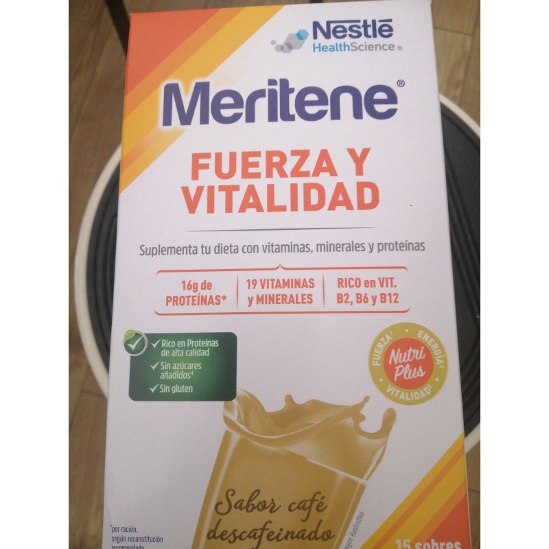 MERITENE FUERZA Y VITALIDAD SABOR CAFE DESCAFEINADO 15 SOBRES