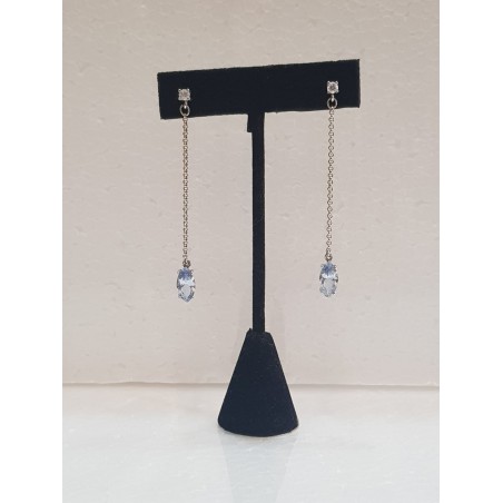 Pendientes Largos con Piedra Azul