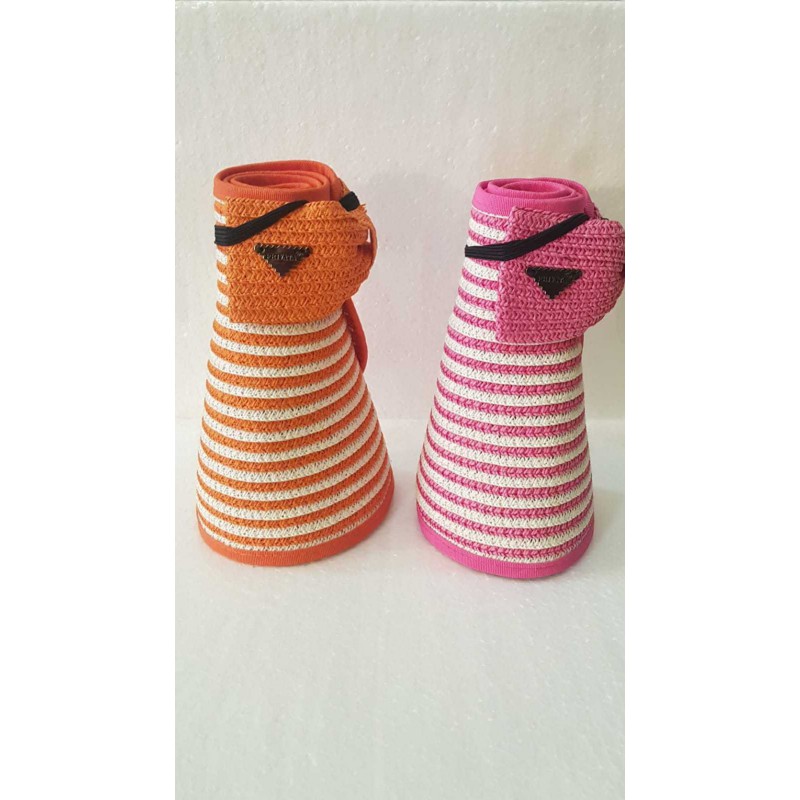 Visera Listas Naranja y Rosa con Blanco