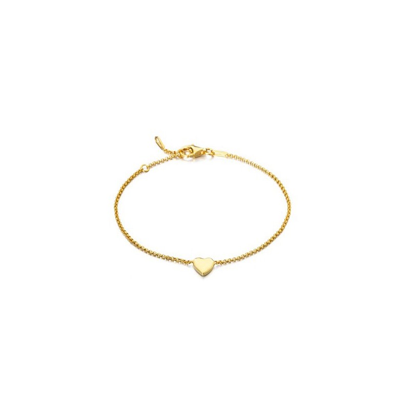 Pulsera de plata con corazón dorado