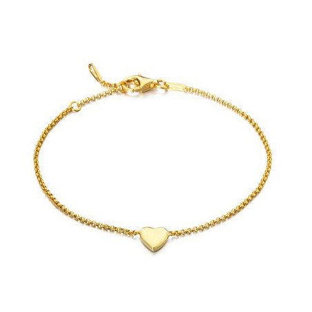 Pulsera de plata con corazón dorado