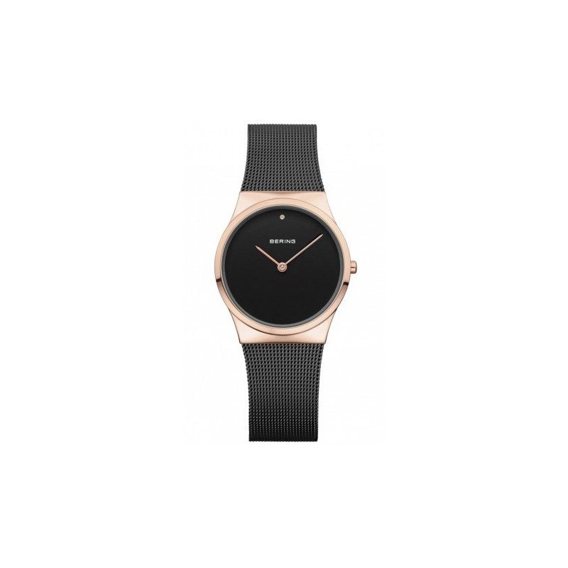 Reloj Bering negro rosado mujer 12130-166