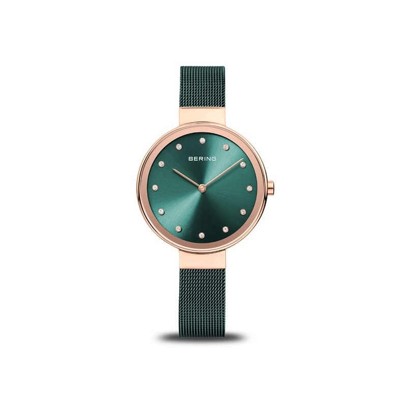 Reloj Bering verde rosado 12034-868