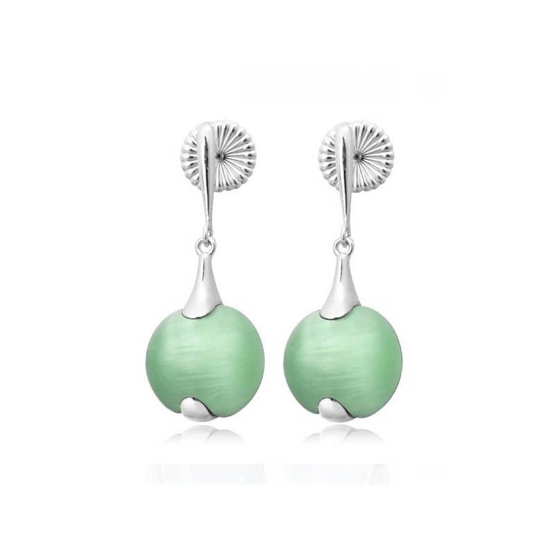 Pendientes Zen plata y cristal verde