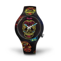 Reloj Doodle calaveras de neón