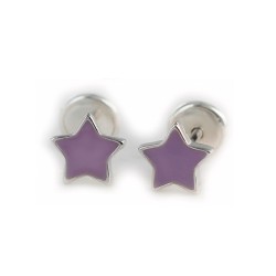 Pendientes infantiles estrella lila