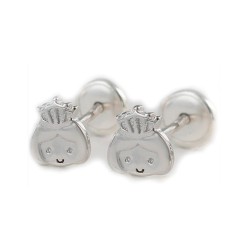 Pendientes infantiles princesa plata