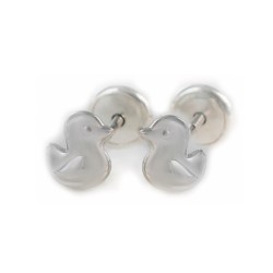 Pendientes infantiles patito de plata