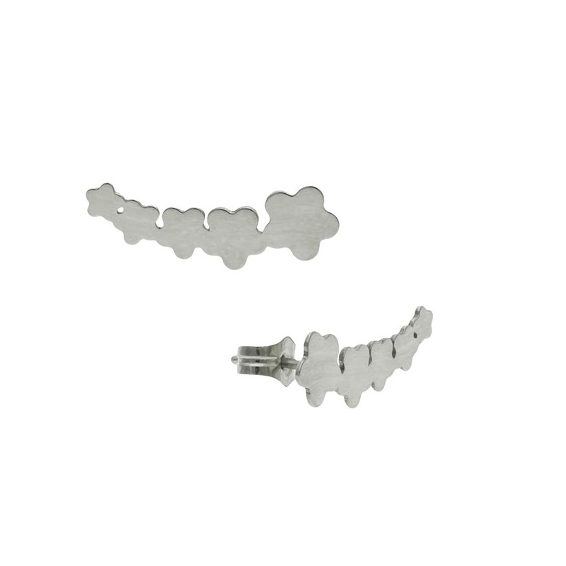 Pendientes trepadores flores plata