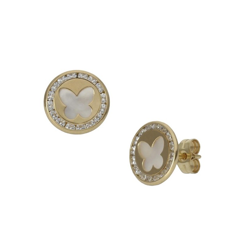 Pendientes de Oro amarillo mariposa P1238