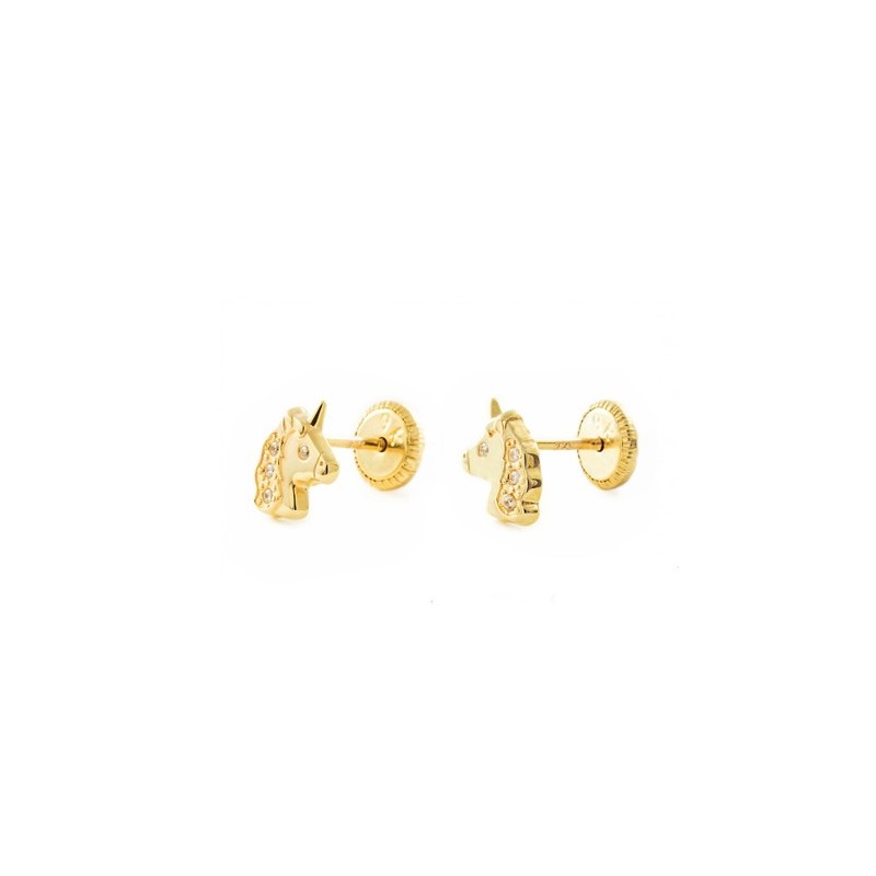 Pendientes de Oro Unicornio