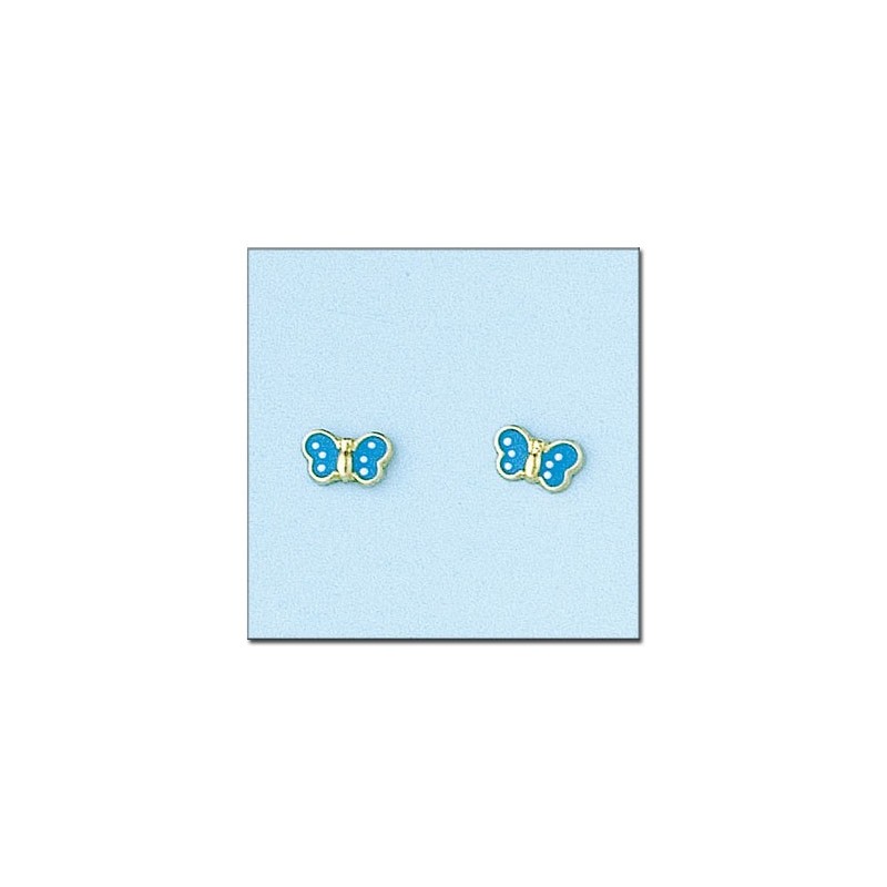 Pendientes Oro mariposa azul