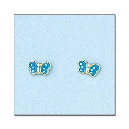 Pendientes Oro mariposa azul