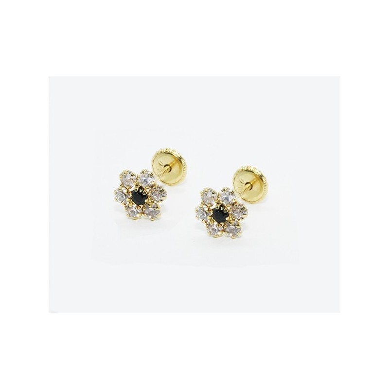 Pendientes flor de Oro negra