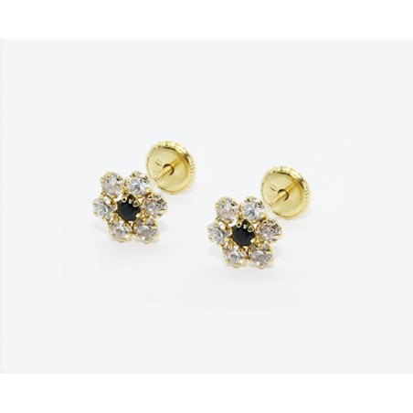 Pendientes flor de Oro negra