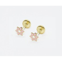 Pendientes de Oro flor esmalte