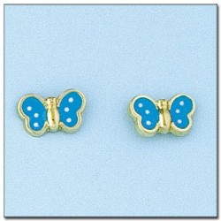 Pendientes mariposa Oro y esmalte azul