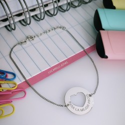 Pulsera plata corazón + frase