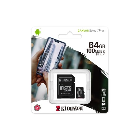 KINGSTON CANVAS SELECT PLUS MICRO SD 64GB 100 MB/S