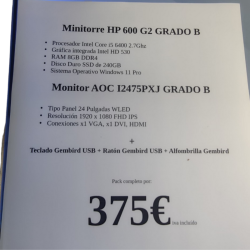 Pack Minitorre HP + Monitor 24" + Periféricos