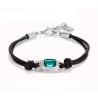 Pulsera Uno de 50 cuero marrón y cristal PUL2480VRD