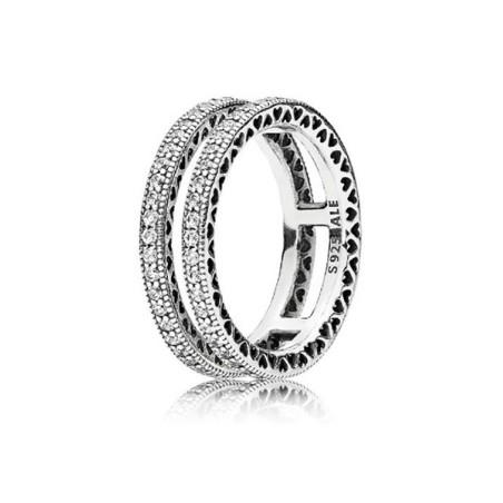 Anillo Pandora doble corazones 196236CZ