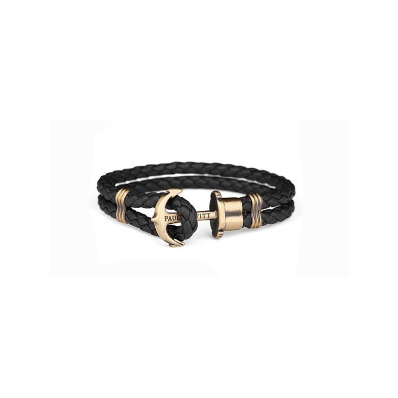 Pulsera negra Paul Hewitt ancla latón