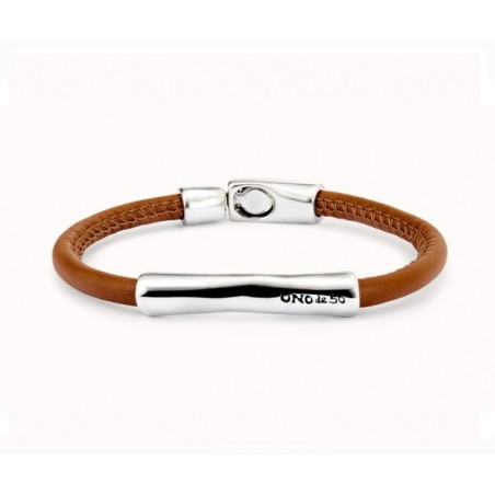 Pulsera Uno de 50 Camel cuero liso PUL2462