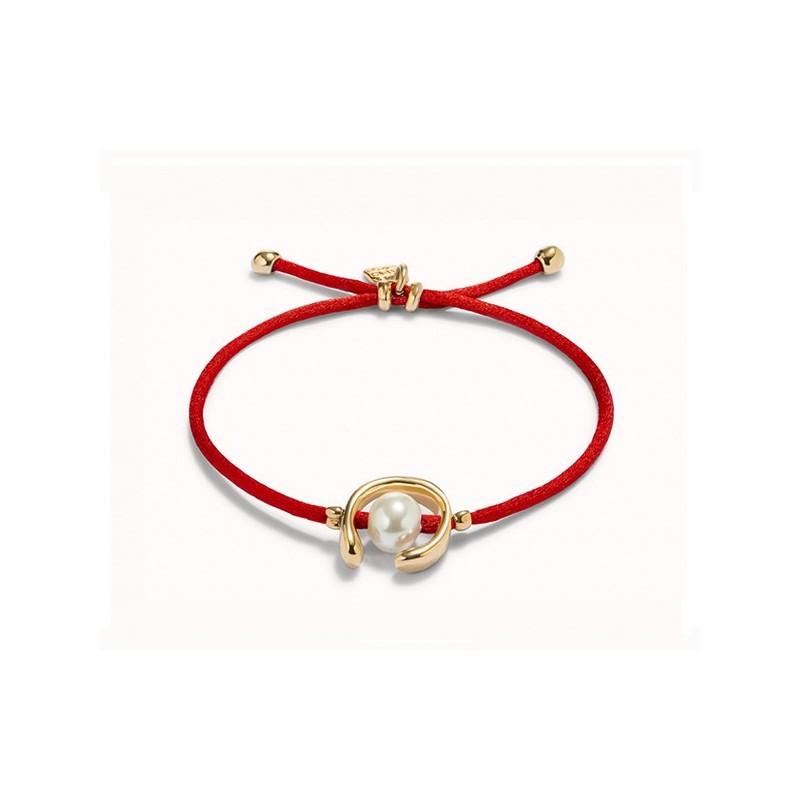 Pulsera dorada Uno de 50 hilo rojo PUL2505ROJORO