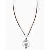Collar Uno de 50 cuero plata y perla COL0973