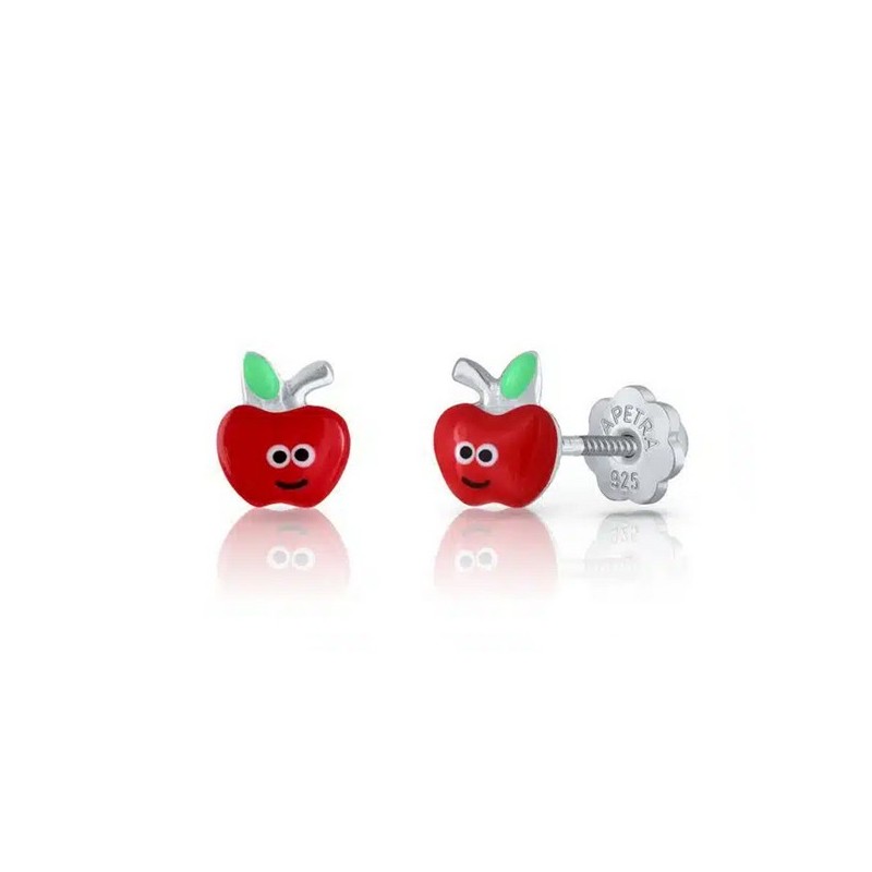 Pendientes infantiles manzana plata