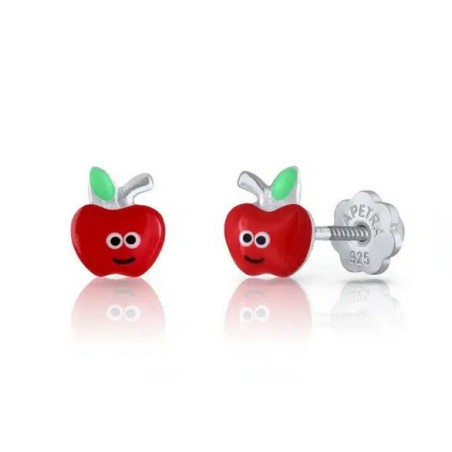 Pendientes infantiles manzana plata
