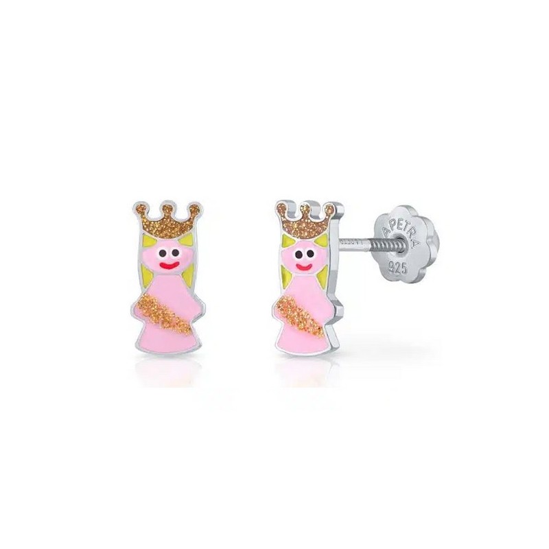 Pendientes infantiles Princesa de plata