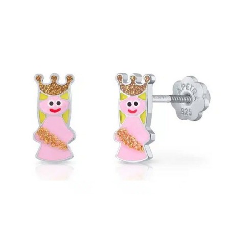 Pendientes infantiles Princesa de plata