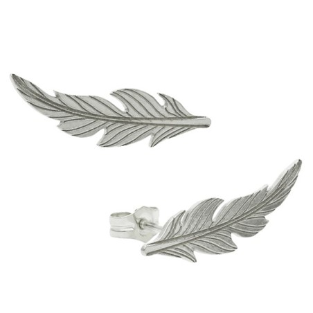 Pendientes trepadores pluma plata