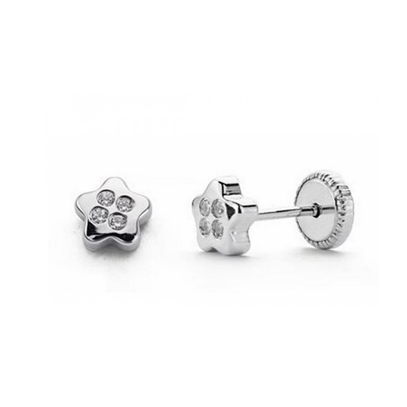 Pendientes infantiles de Oro blanco Estrella