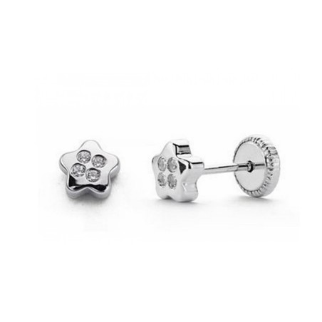 Pendientes infantiles de Oro blanco Estrella