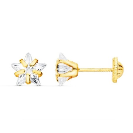 Pendientes de Oro estrella cristal