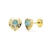 Pendientes de Oro Corazón y Aguamarina