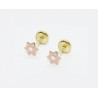 Pendientes de Oro flor esmalte
