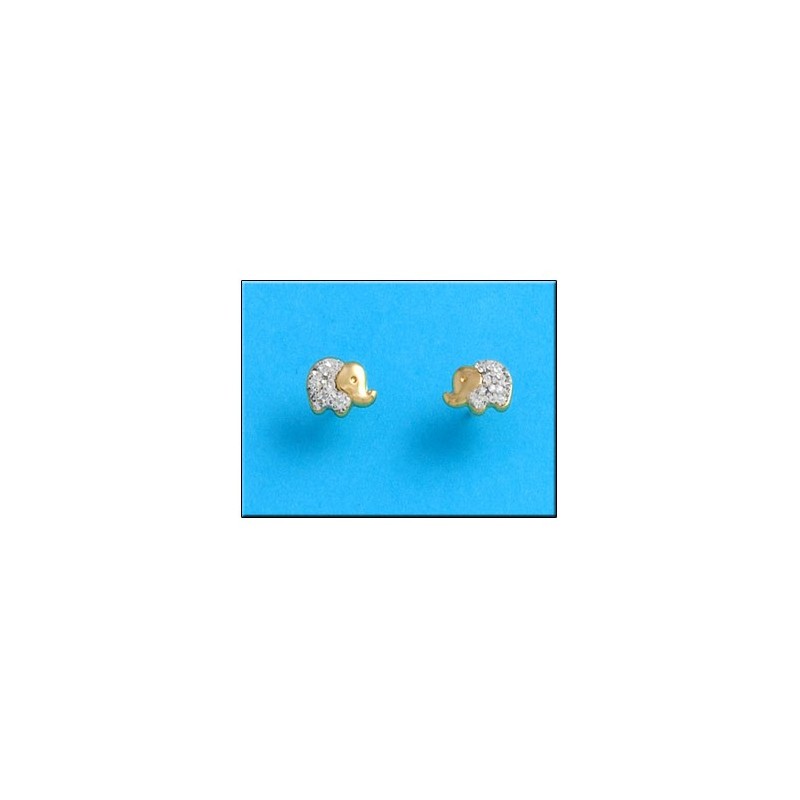 Pendientes de Oro elefante circonitas