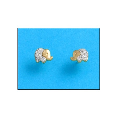 Pendientes de Oro elefante circonitas