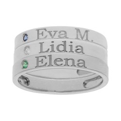 3 anillos plata personalizados nombre