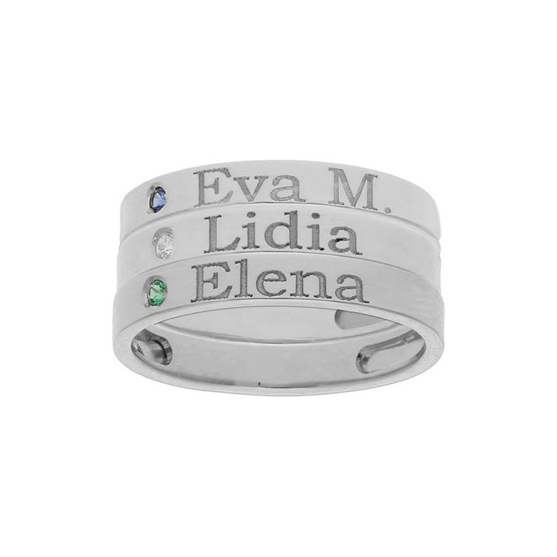 3 anillos plata personalizados nombre