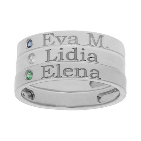 3 anillos plata personalizados nombre