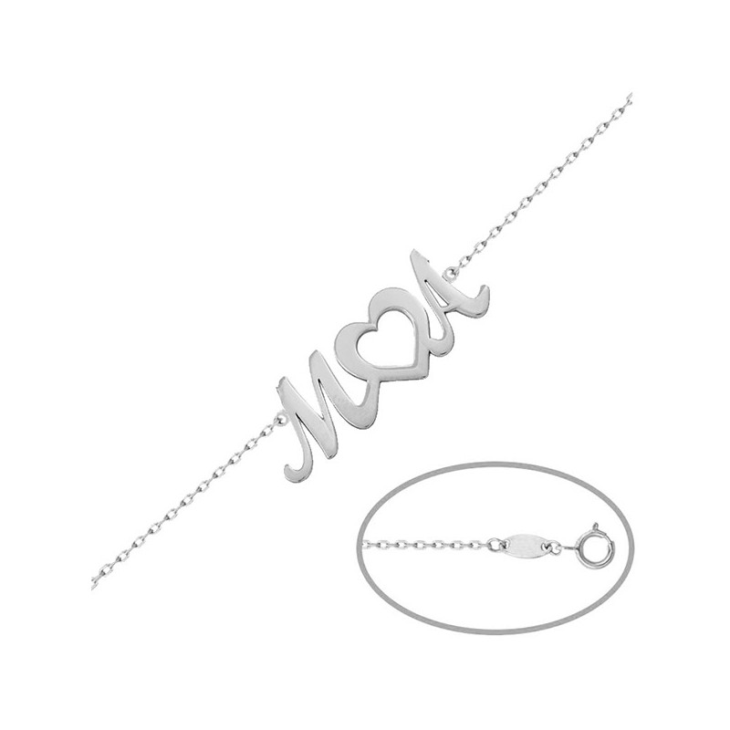 Pulsera plata letras y corazón