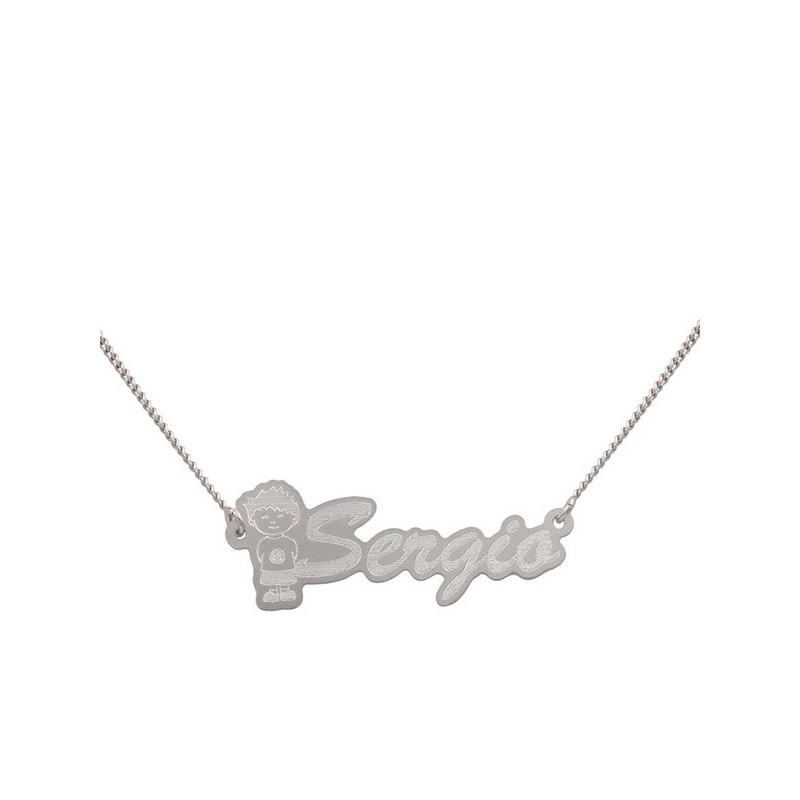 Pulsera niño + nombre de plata