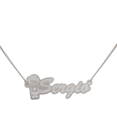 Pulsera niño + nombre de plata